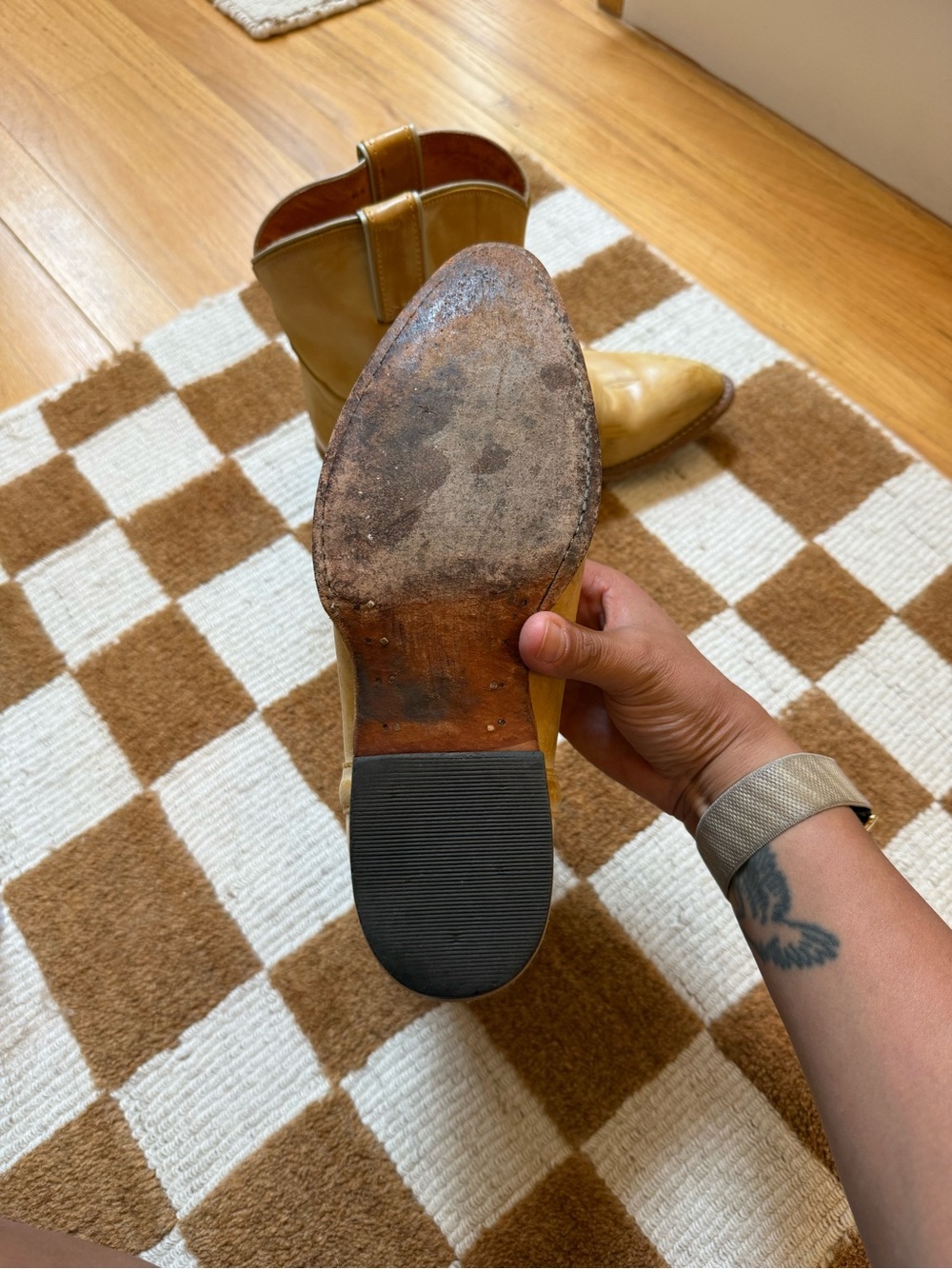 Frye Honey Tan Leather Western Cowboy Boots - Picture 8 of 12